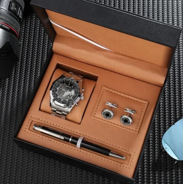 Valentine Special Hot Selling Men Quartz Watch Set (P-1129)